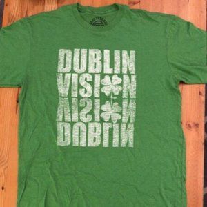 NEW! Men's Green St. Patrick's Day Funny Graphic T-Shirt Large "Dublin Vision"